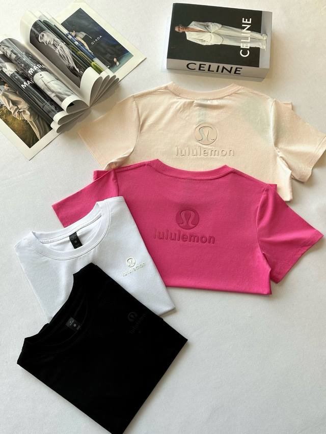 New women's four-color classic Lulu Lululemon four-color pure cotton round neck
