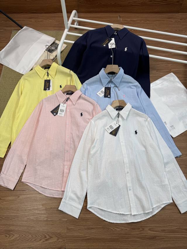 Ralph Lauren Spring and Summer Linen Shirt War Horse Logo Embroidered Sunscreen