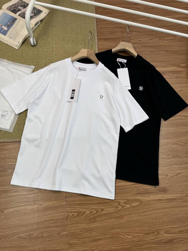 Lulu Lulu Unisex Outdoor Sports Leisure Leather Logo Small Logo Cotton Short-sle