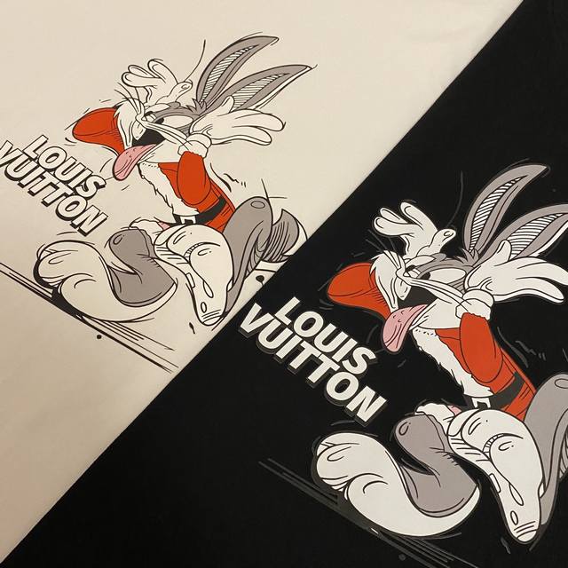 Louis Vuitton Lv rabbit letter Logo print short sleeve Unisex style, couple styl