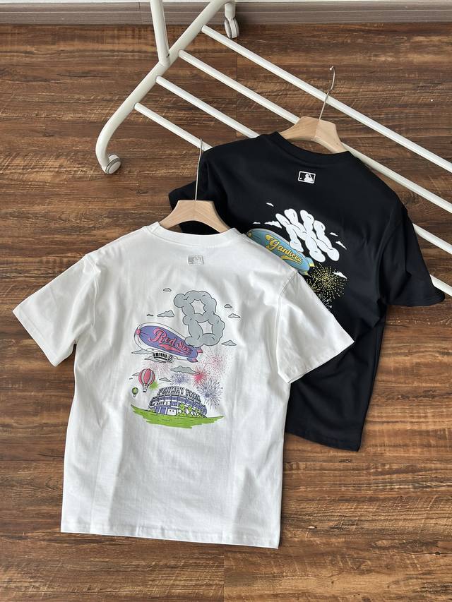 Mlb Men's and Women's Couple Print Series Sports T-shirts with Big Logo Casual S