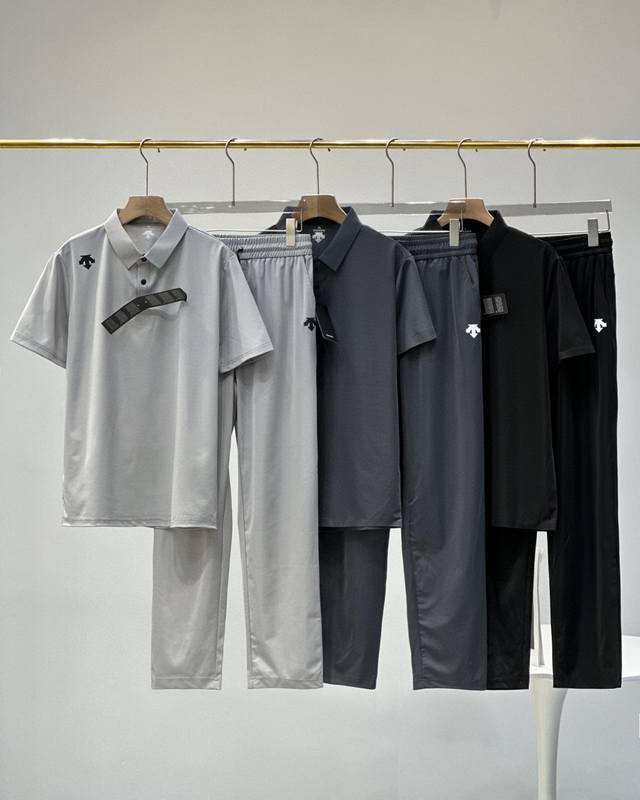 for sale. Descente lapel polo shirt + ice silk high-elastic trousers set, sold w