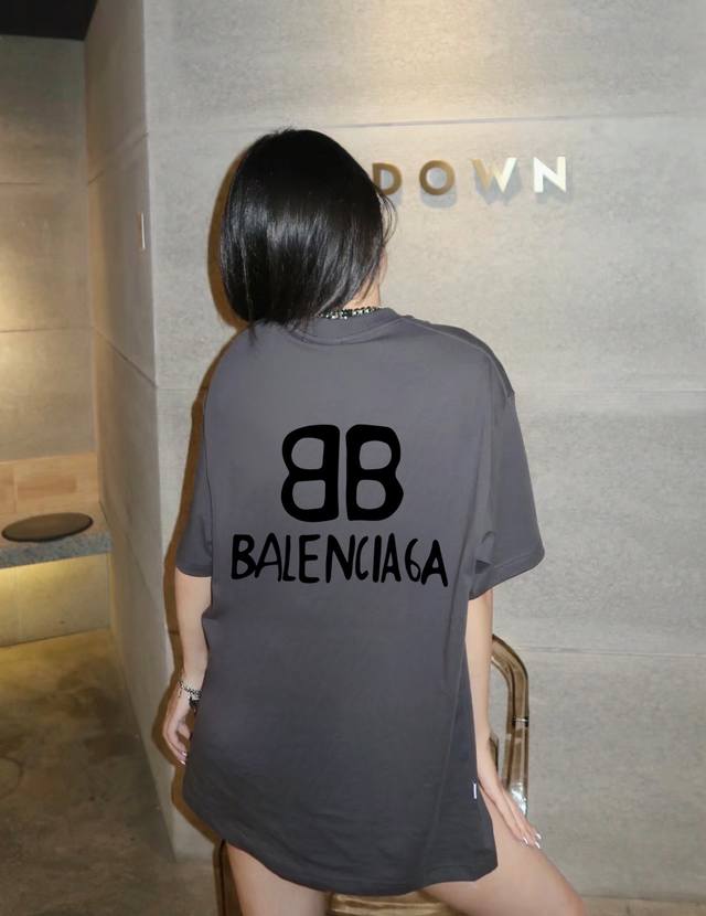 Balenciaga Bb graffiti round neck short-sleeved half-sleeved T-shirt The fabric