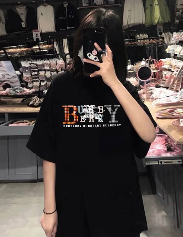 Burberry plaid warhorse round neck short sleeve half sleeve T-shirt The fabric i