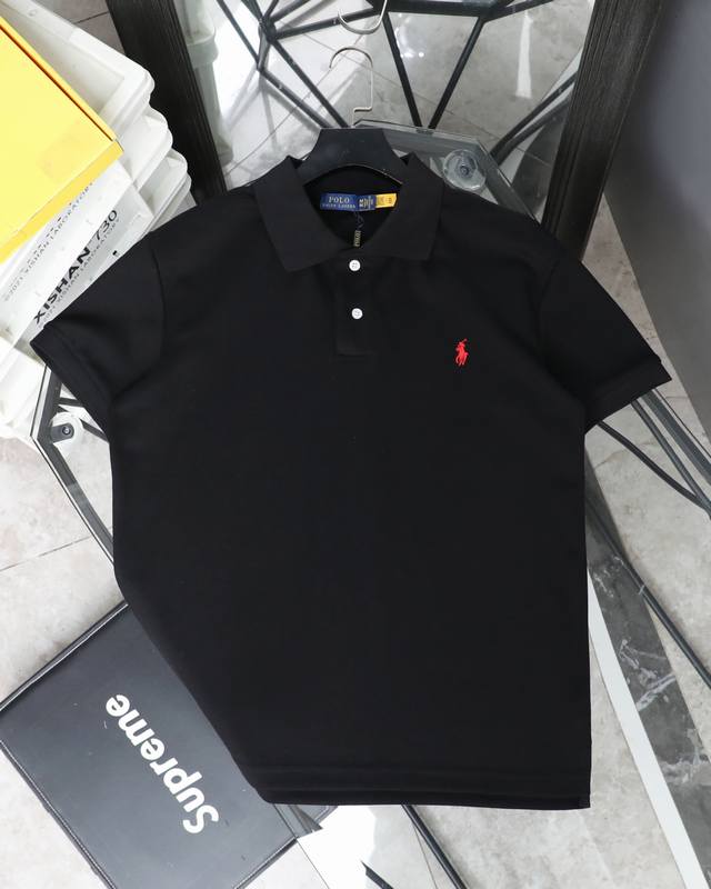 for [High Quality] Ralph Lauren classic small logo embroidered lapel short-sleev