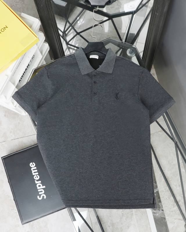for [High version] Saint Laurent Paris Ysl Saint Laurent grey new embroidered Po