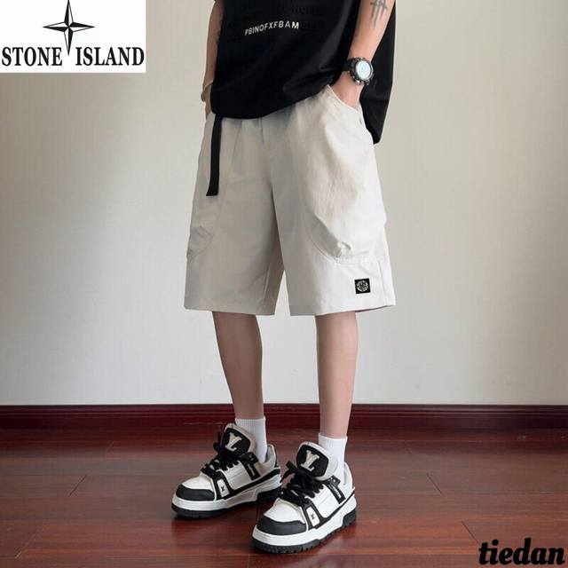Stone Island workwear versatile loose thin pocket zipper quick-drying shorts, me