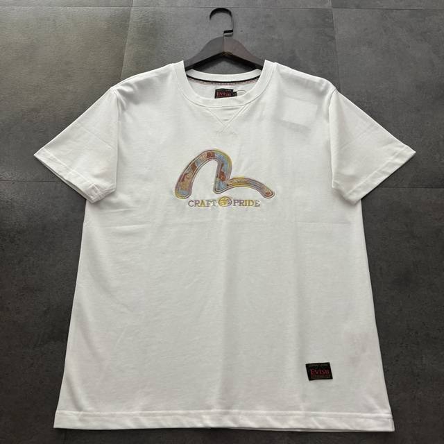 Evisu Fukushen 2025 new small seagull patch short-sleeved T-shirt Original fabri