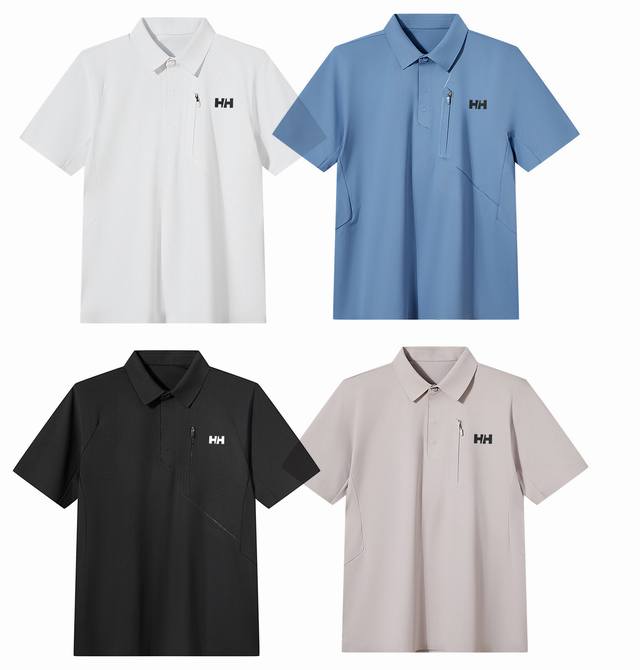 Elly Hansen Hh Men's Business Quick-Drying Polo Lapel Casual Short Sleeve, the f