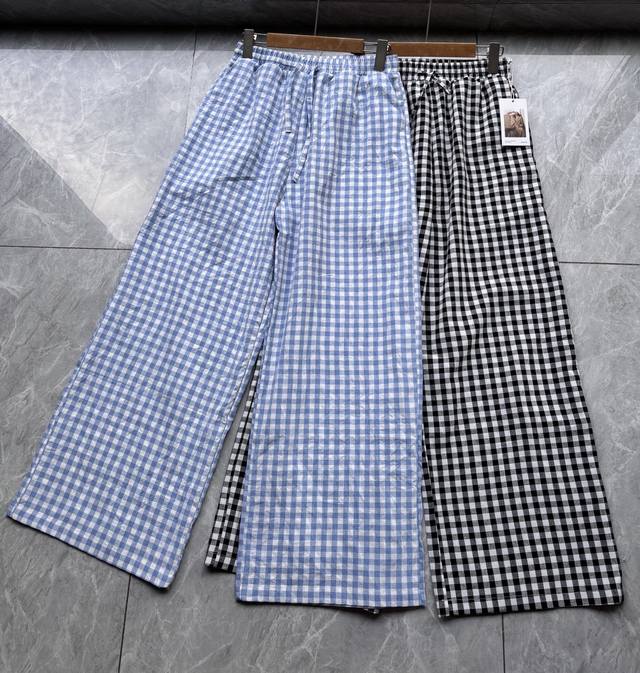100 cotton yarn-dyed retro casual two-color plaid pants with a nostalgic feel. H
