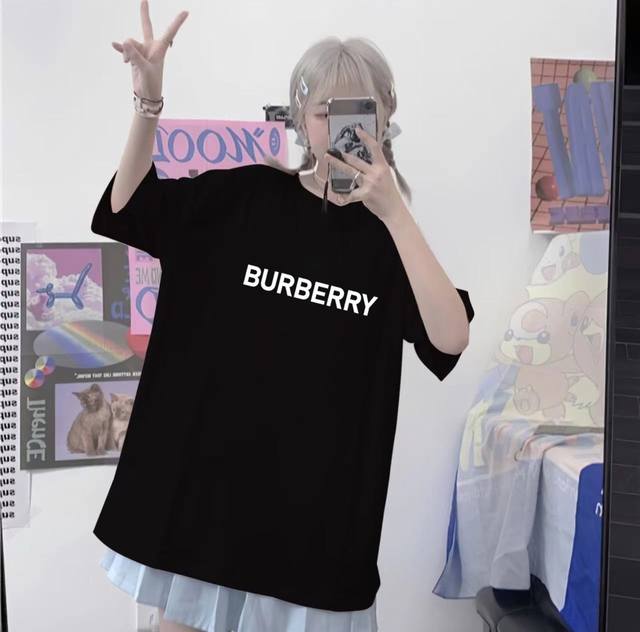 Burberry round neck short sleeve half sleeve T-shirt The fabric is made of 260g