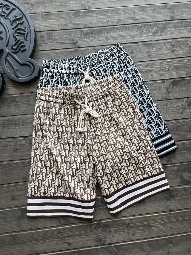 Dior 2025Ss Dior customized full-print logo shorts Color: Black. Khaki. Size: Xs