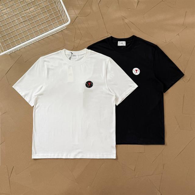 Ami 25Ss tennis heart front print back embroidery short sleeve T-shirt 117 Fabri