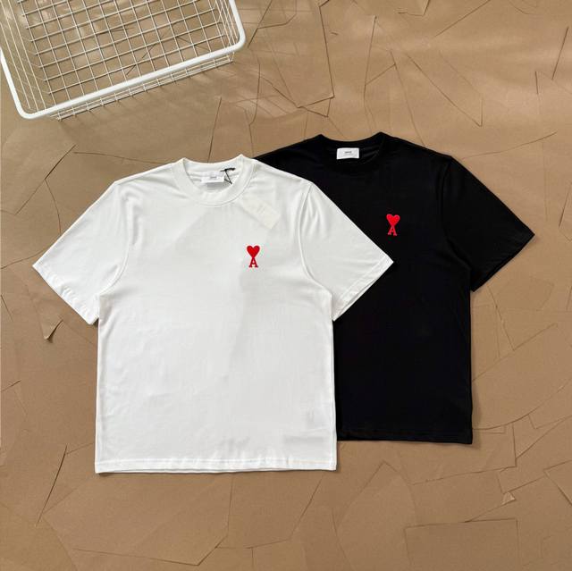 Ami 25Ss Puff Big Logo Heart Front Print Back Embroidery Short Sleeve T-shirt 11