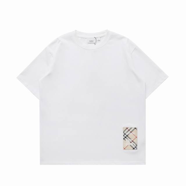 Top replica version Burberry new label embroidered logo casual round neck short-