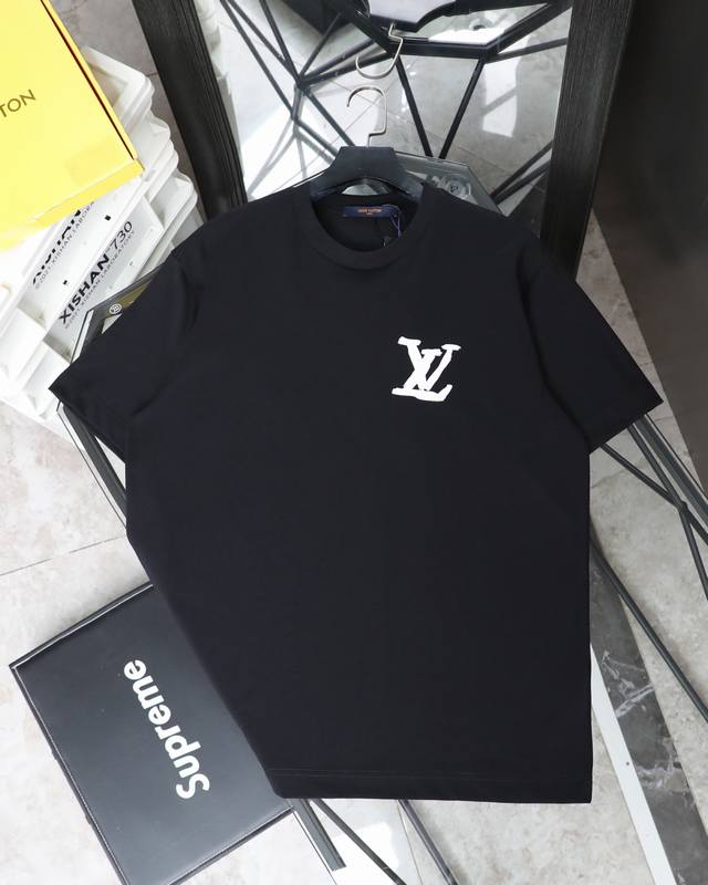 Top version Louis Vuitton 25Ss Logo pattern printed classic short-sleeved T-shir