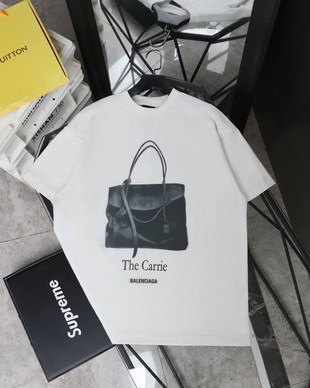 Top version Balenciaga 25Ss handbag direct spray print short sleeve # Balenciaga