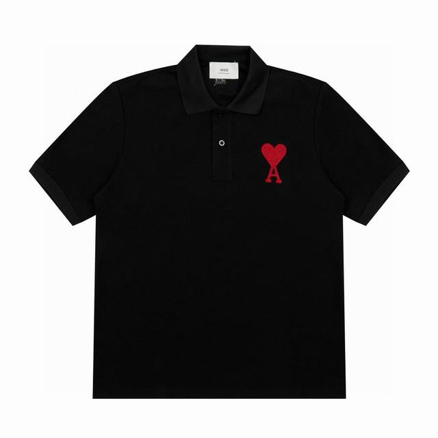 Ami Paris Classic Love Embroidery Couple Lapel Short Sleeve Polo Shirt The "Ami"