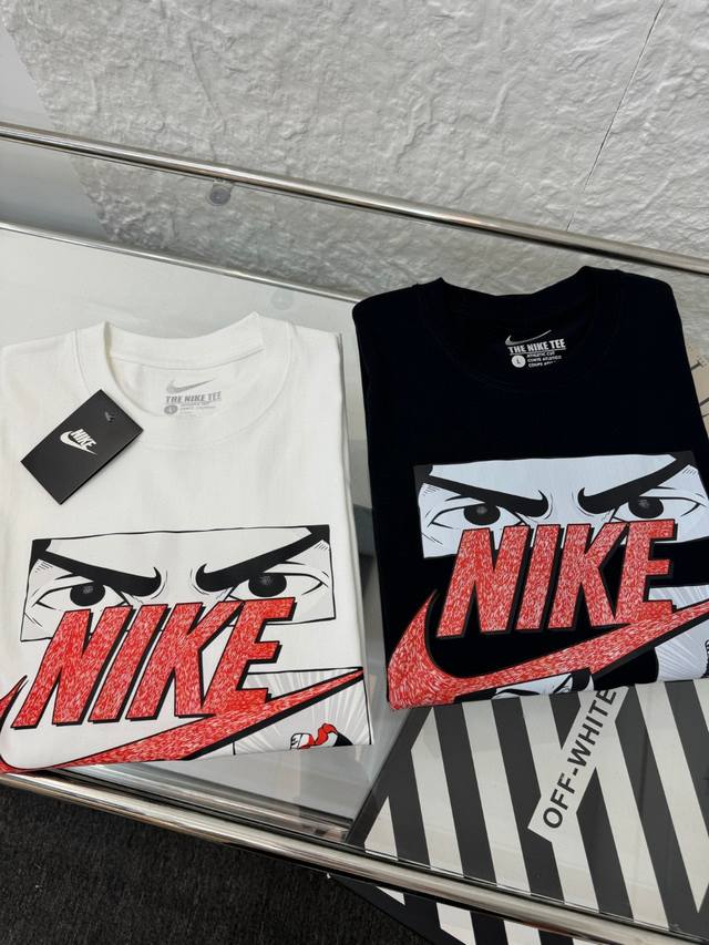 Nike Nk graffiti cartoon colorful printed couple short-sleeved T-shirt Xiaohongs