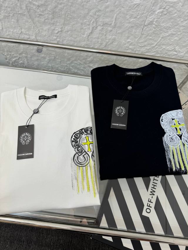 Chrome Hearts new horseshoe tassel colorful print men and women couple round nec
