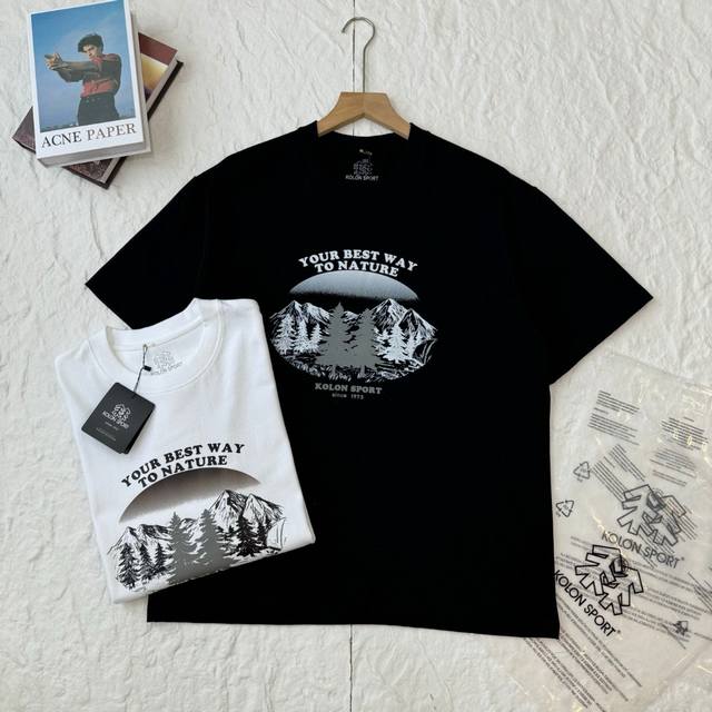 2025Ss Kelon's new pure cotton pressed glue printed short-sleeves Heavy pure cot