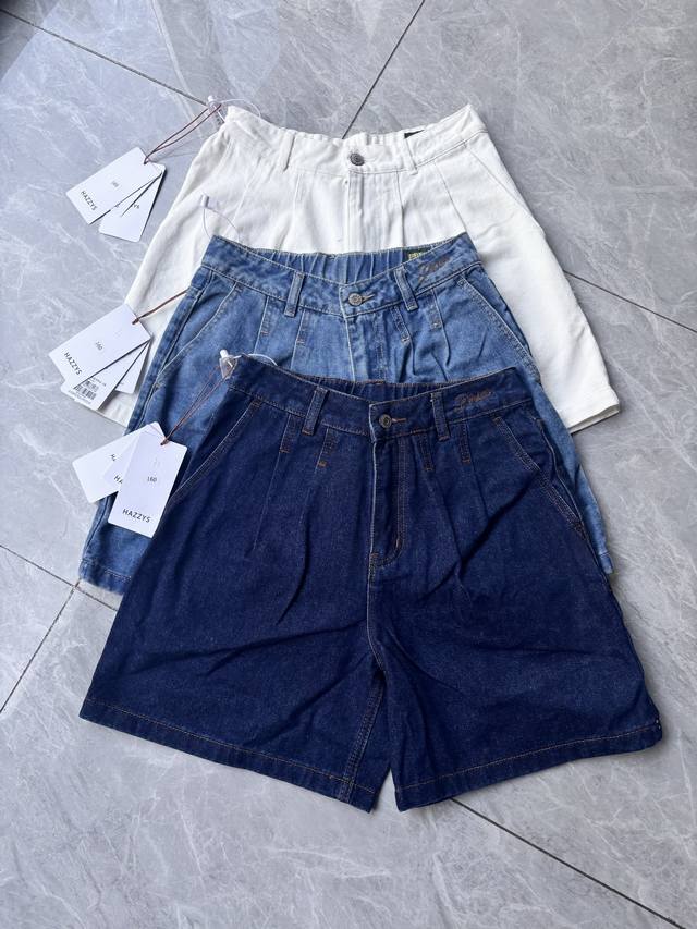 Hazzys Denim Shorts Women 2025 Summer New Retro Fashion Pants Comfortable Trendy