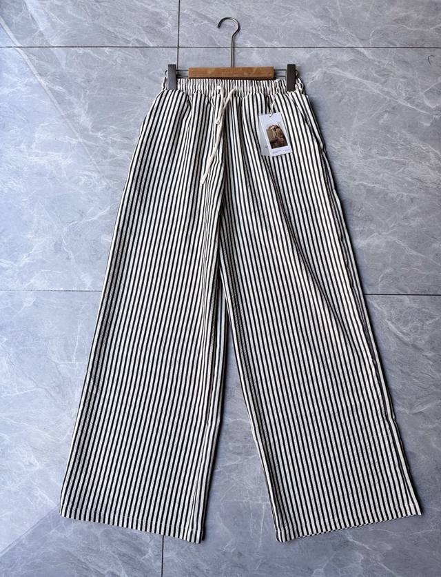 8836 Korean style loose double * elastic waist tie bubble stripe casual fashion