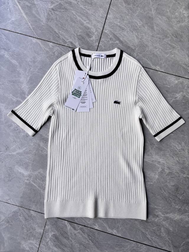French crocodile Lacoste 25Ss new women's knitted round neck short sleeves synch