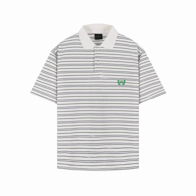 Balenciaga 25Ss Balenciaga Double B wheat ear embroidery striped Polo white Size