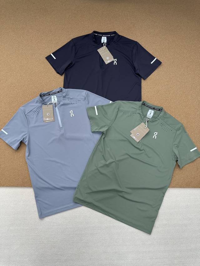 On 25Ss summer new simple half-zip letter breathable quick-drying short-sleeved