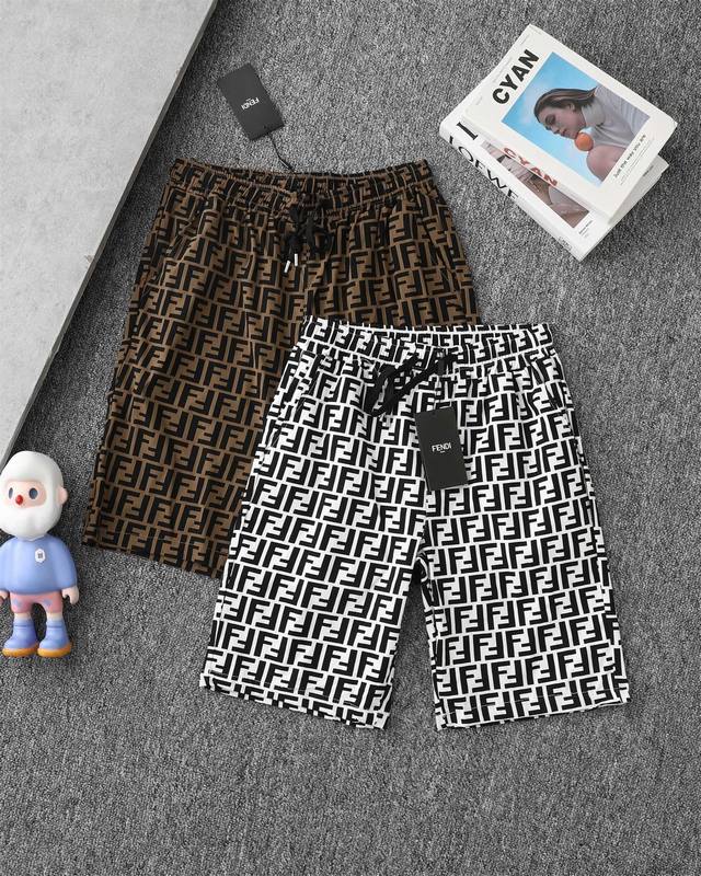 Fendi Fendi 25 new full print jacquard shorts suit, same style for men and women