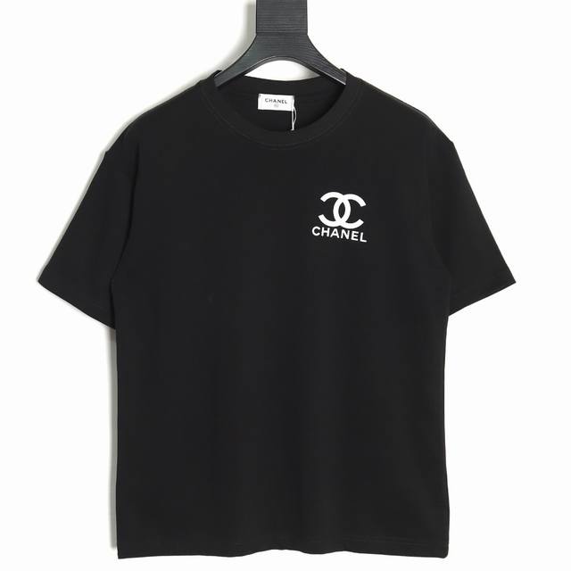 Chanel colorful letter print couple round neck short-sleeved T-shirt-top version
