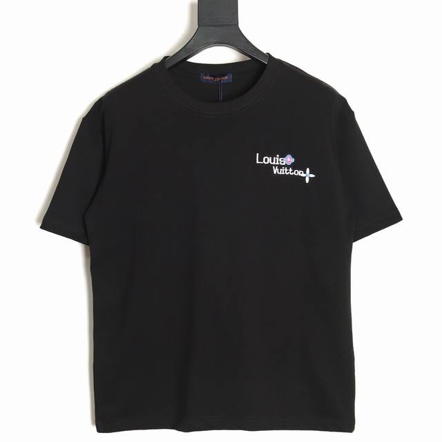 Louis Vuitton Lv Louis Vuitton small flower embroidered couple round neck short-