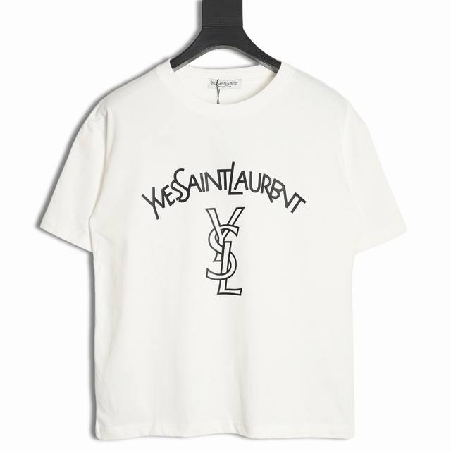 Ysl Saint Laurent classic letter print couple round neck short-sleeved T-shirt -