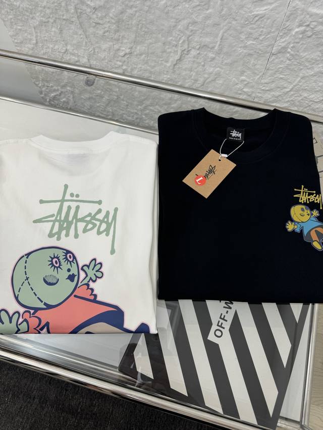 Stussy 25Ss colorful puppet print short-sleeved T-shirt for men and women couple