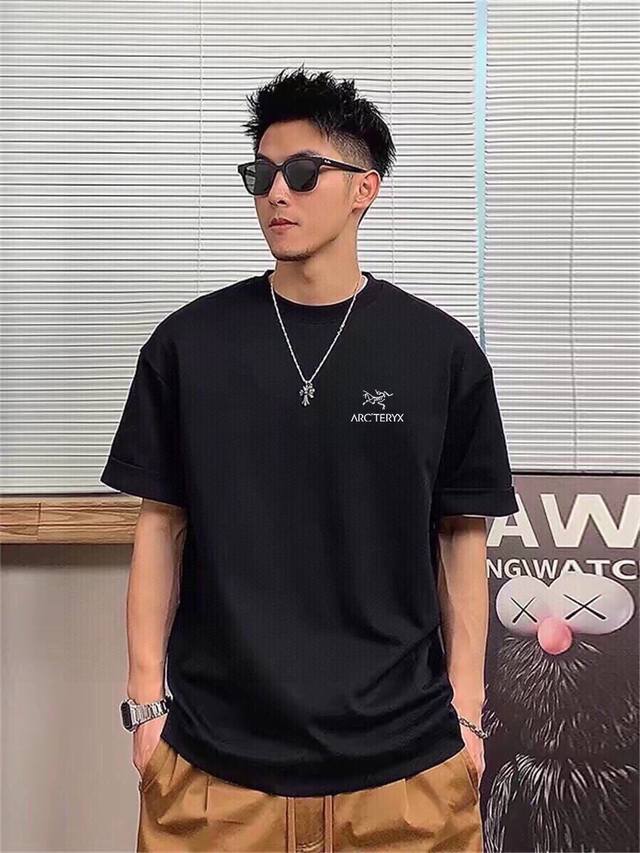260G Heavy Cotton Arc'teryx Basic Black and White Small Logo Base Shirt Casual L
