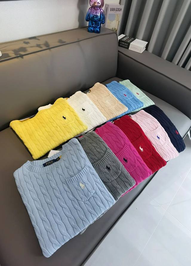 10 colors! Ralph Lauren's new round neck chest pocket embroidered short sleeve k