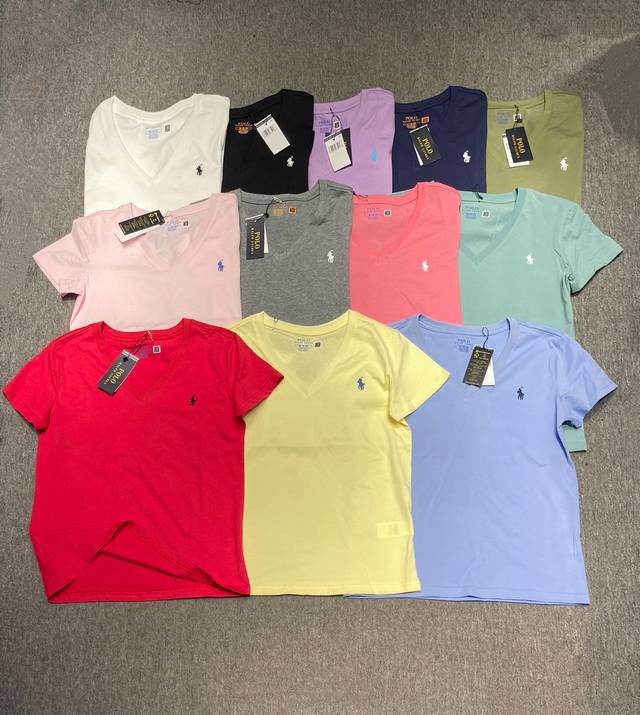 12 colors, the same as the stars! Ralph Lauren V-neck pony embroidered short-sle