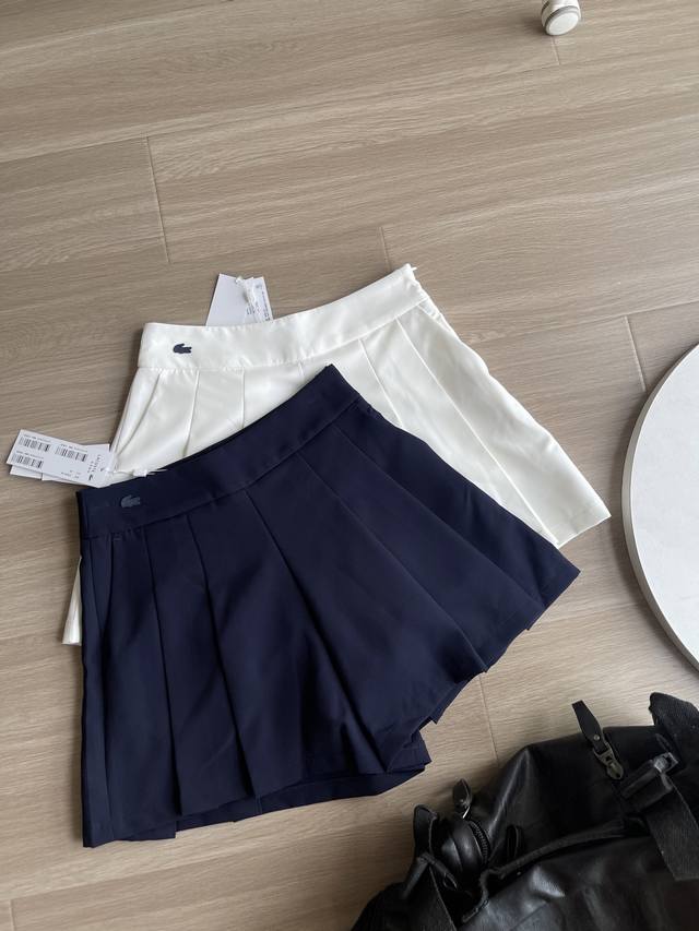 Lacoste French Crocodile Women's Fashion Pleated Casual Solid Color Shorts Sport