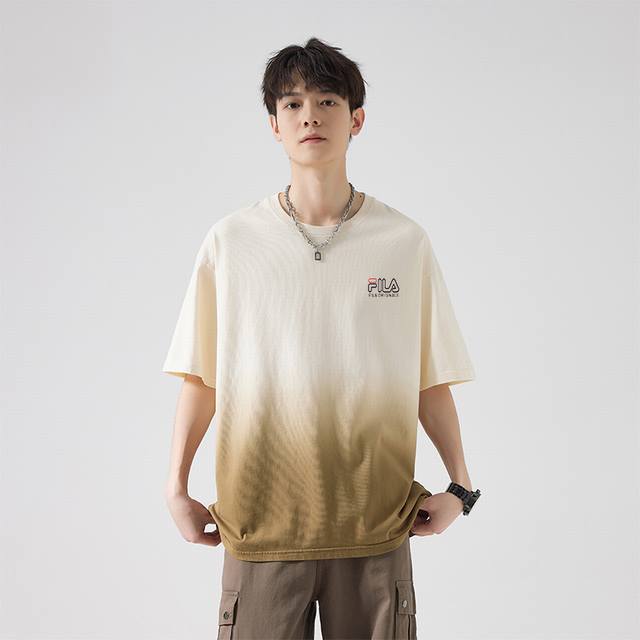 New Fila printed gradient short-sleeved T-shirt, using high-temperature molding