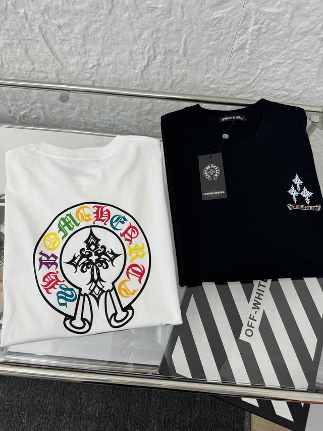 Chrome Hearts new back color print men and women couple round neck short-sleeved