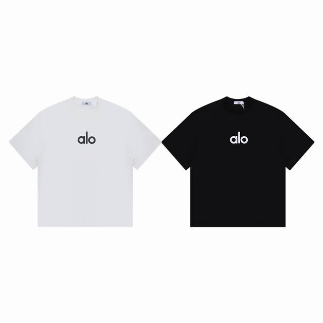 Alo Yoga solid color front and back letter logo couple simple short-sleeved T-sh