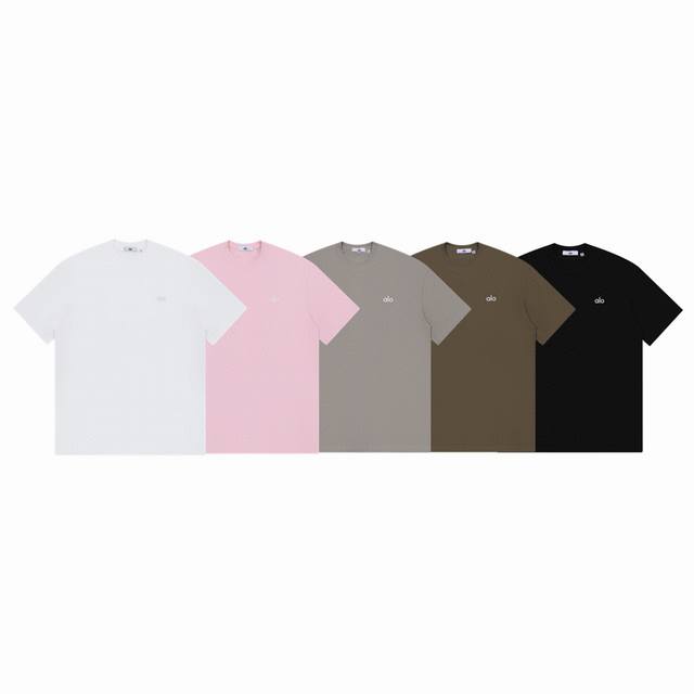Alo Yoga solid color metal small logo printed couple simple short-sleeved T-shir