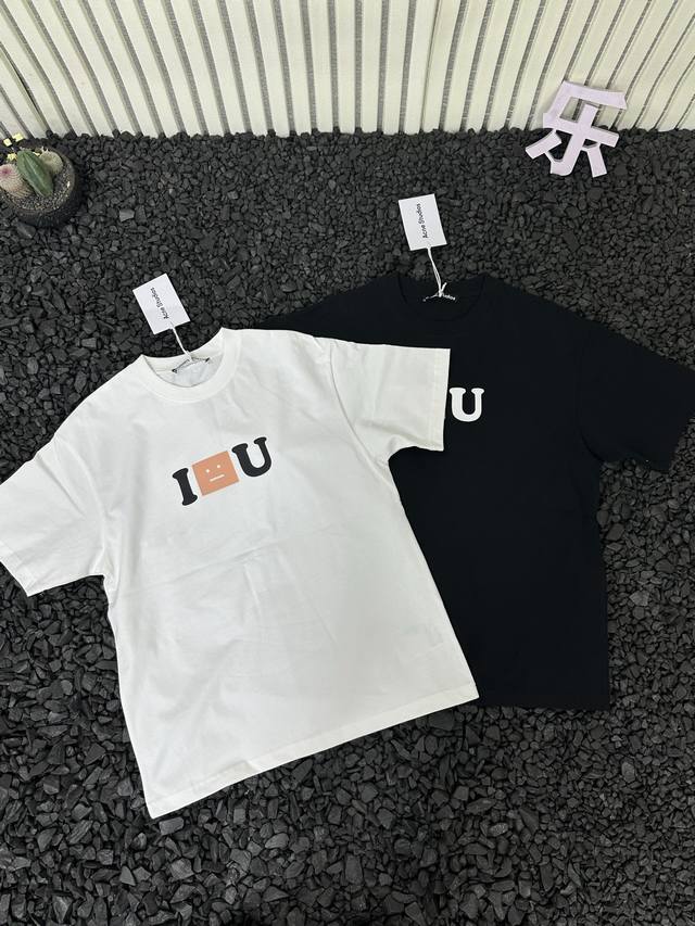 Acne Studios 25Ss Summer New Face Expression Letter Print Short Sleeve T-shirt A
