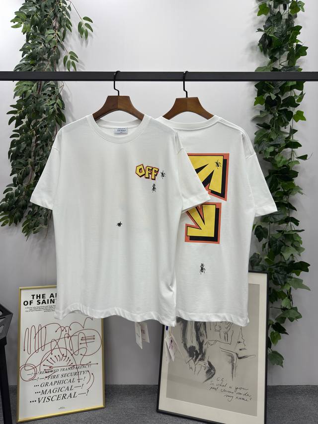 2025Ss new spring and summer Brand: Off-White Ant Arrow Short-sleeved T-shirt! C