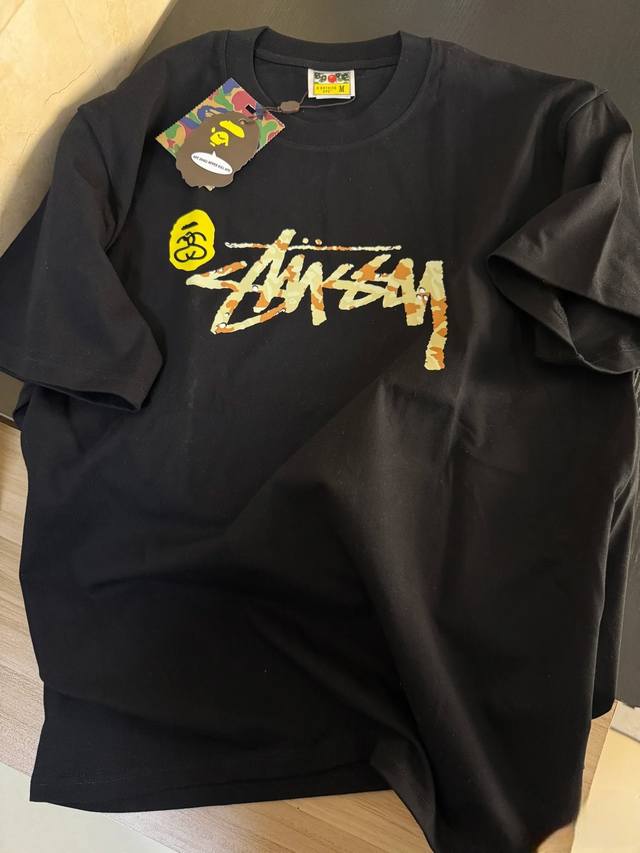 Stussy Ape-Man co-branded printed short-sleeved T-shirt, unisex loose and casual