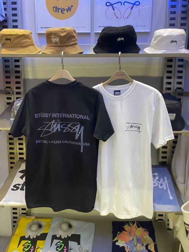 Stussy limited edition Hong Kong printed short-sleeved T-shirt, unisex loose and