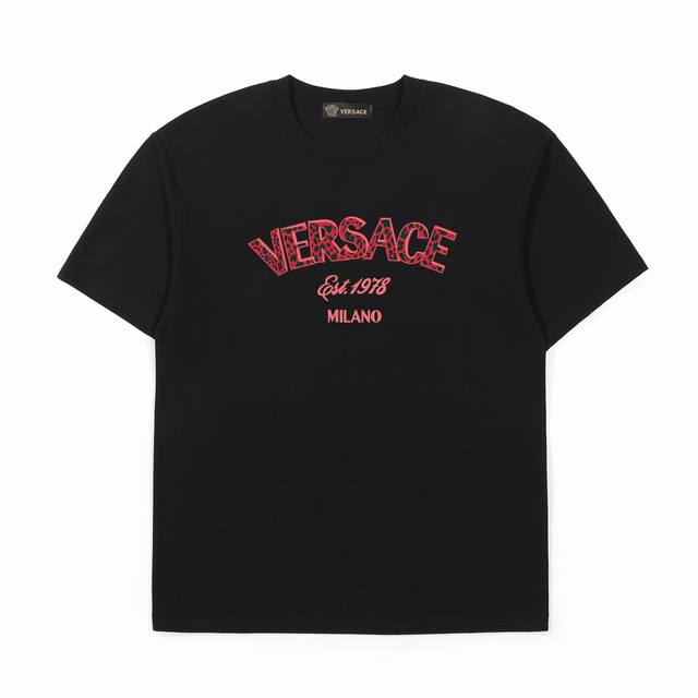 Versace leopard logo print cotton short-sleeved T-shirt Customized main label an
