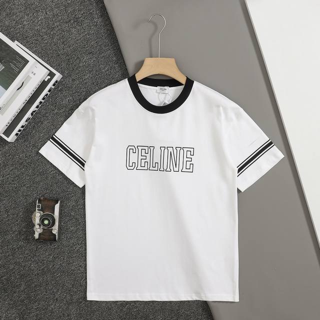 Top replica version Celin* 25Ss early spring new letter print short sleeves Ligh