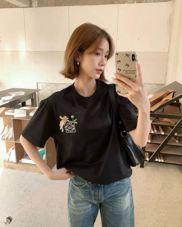 High version operation Loewe Loewe x Suna Fujitass25 round neck bunny pattern em
